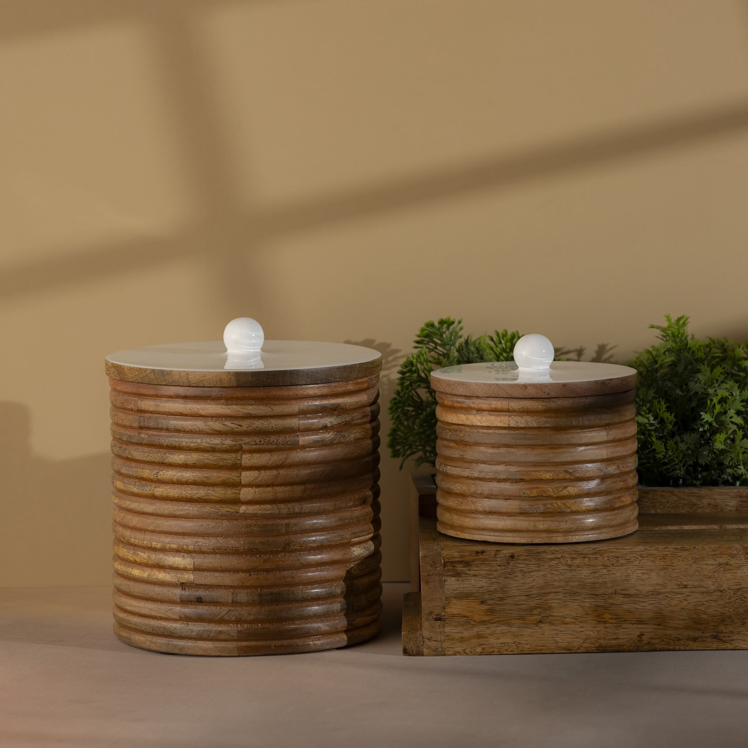 Osborne Mango Wood Kitchen Canister Set, Brown