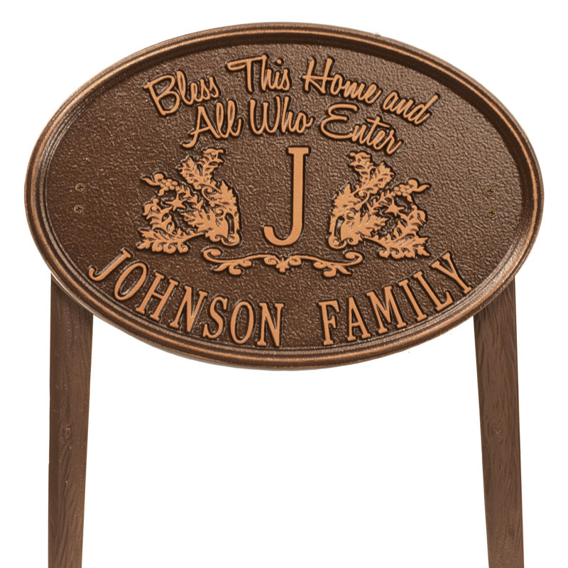 Plaque commémorative «Bless Our Home», Oui, Cuivre antique