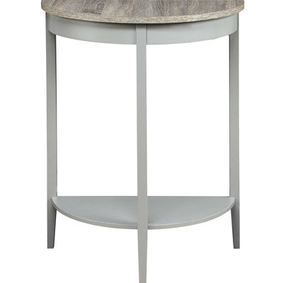 Grey Half Moon Console Table With Storage Shelf For Home Decor Rustic Bottom Living Room Decoration