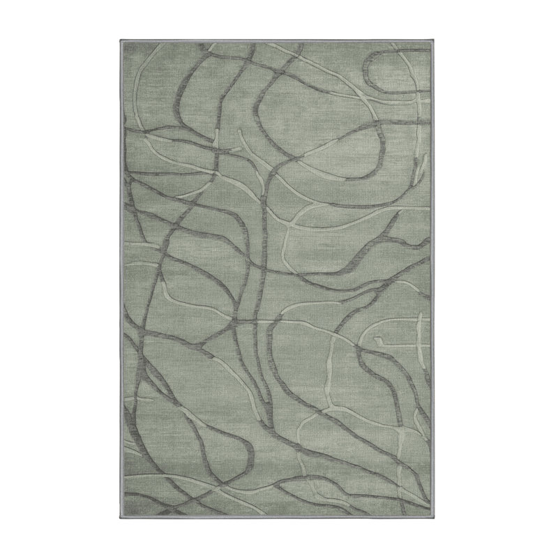 Tapis abstrait lavable à la machine, Rectangulaire 2 pi x 3 pi
