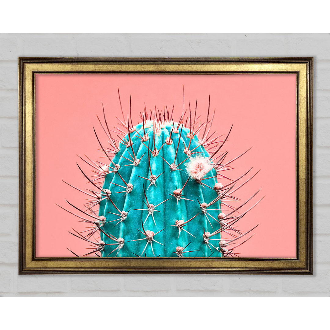 Teal Cactus - Einzelner Bilderrahmen Kunstdrucke