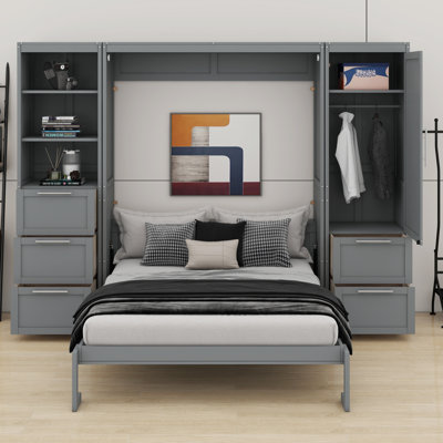 Lit escamotable mural avec placard, tiroirs et tablettes Murphy
