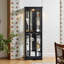Vitrine vitrée à cadre en bois massif avec tablettes réglables