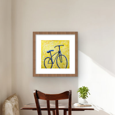 Blue bike abstract - Framed matted print for home decor