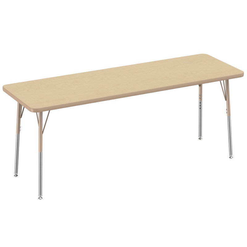 Table d'activité rectangulaire à hauteur réglable en forme de T, 30 po x 48 po, Roulement pivotant standard