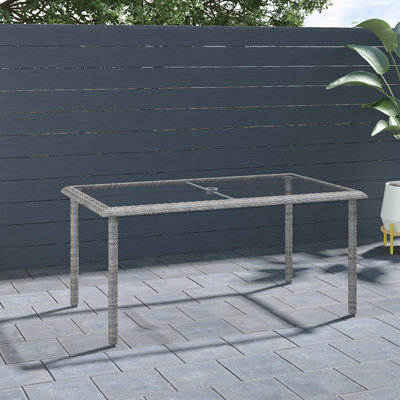 Huseman Rectangular Glass Outdoor Dining Table