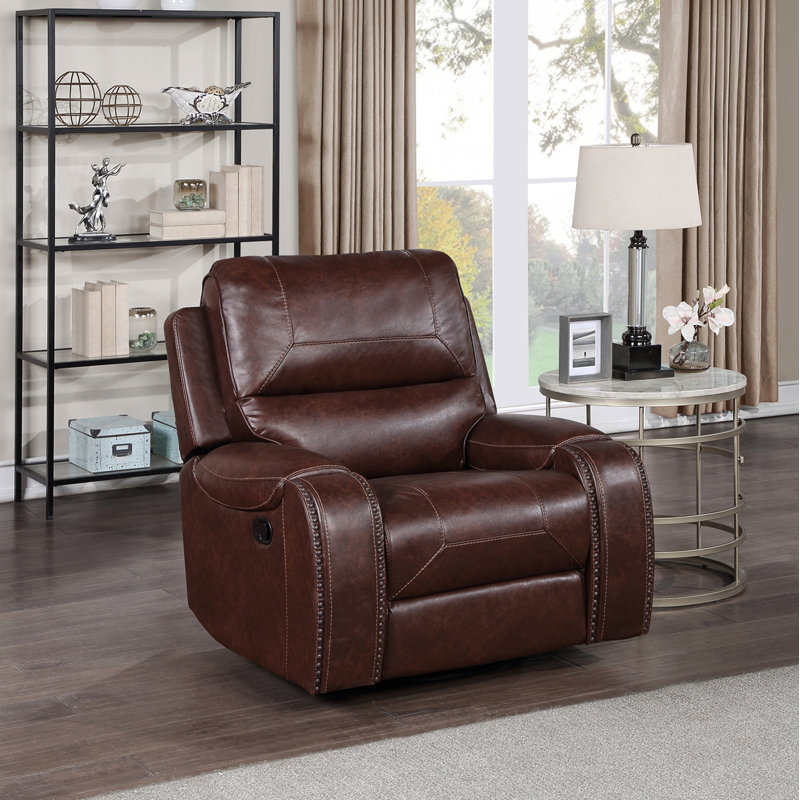 Chaise rembourrée Sotaro de 39,09 po, Simili cuir brun foncé