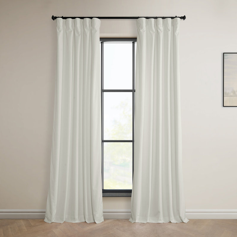 Matra Room Darkening Rod Pocket Single Curtain Panel, Pillow White, 100" W x 108" L