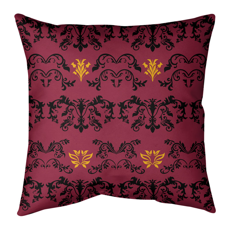 Housse et insert de coussin carré Arizona Football Baroque, 36 po x 36 po, Noir / rouge / jaune
