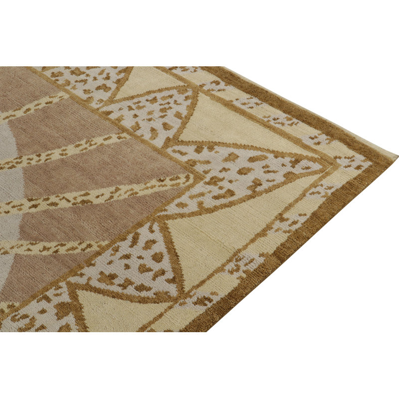 Art Deco Hand Knotted Wool Geometric Area Rug, Rectangle 8' x 10'
