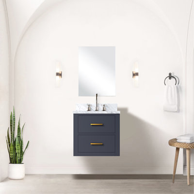 Bleu 20 po W Meuble-lavabo avec comptoir en acrylique et miroir à fermeture douce 18 inclus - contreplaqué
