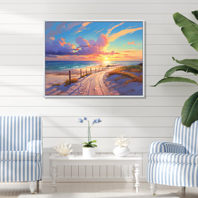 «Pathway To Pink Pastel Beach Sunset I», reproduction sur toile
