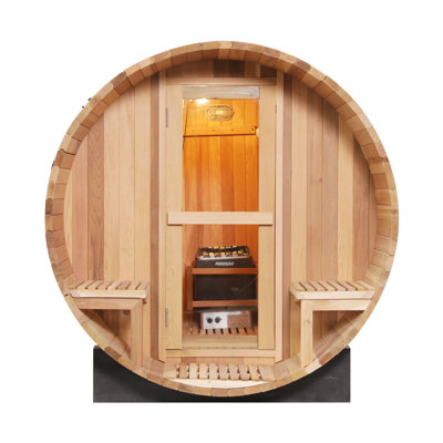 Anyi 6 Person Outdoor Red Cedar Traditional Steam Barrel Sauna