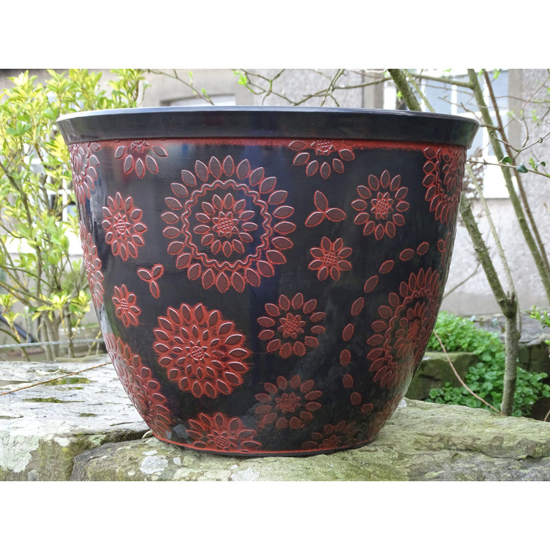 Corsair Pot Planter, Black/Red, 27 cm H x 36 cm W x 36 cm D