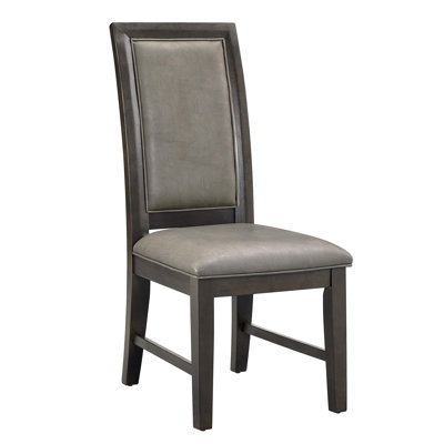 Beautiful Transitional 2Pc Brown Upholstered Seat Back Cushion Dining Chair Set Wooden Furniture