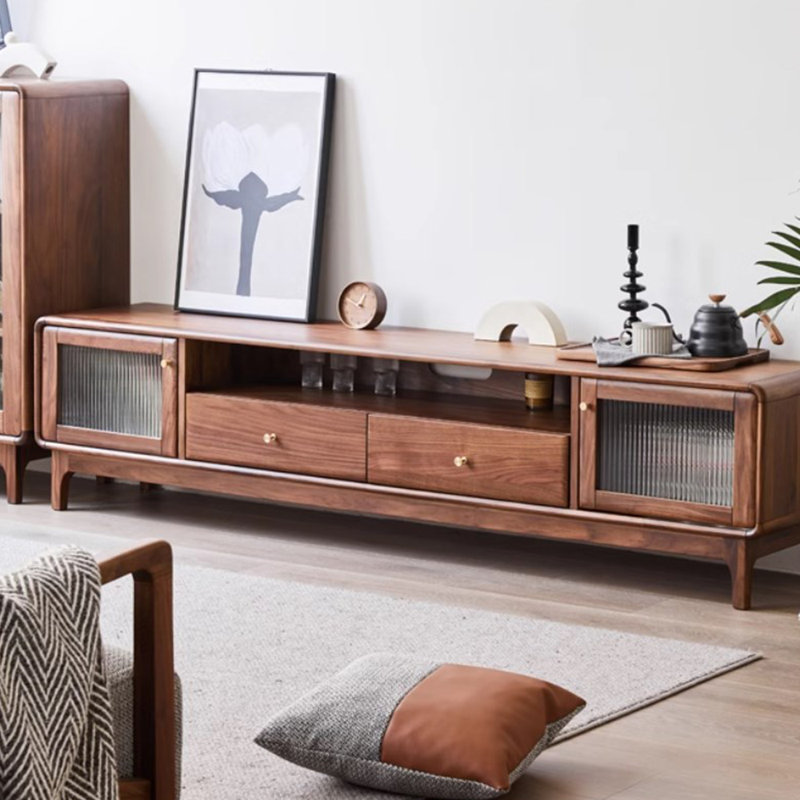 Meuble télé rétro en bois massif simple