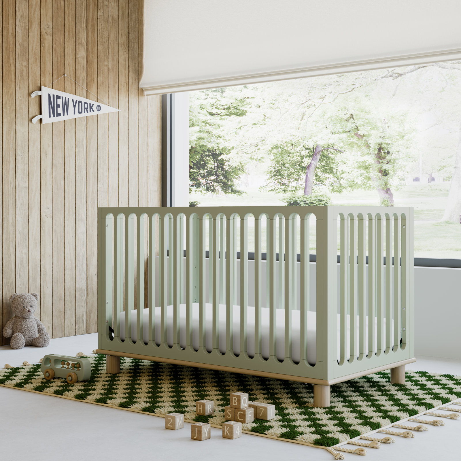 Sicily Pine 3-in-1 Convertible Crib, Sage/Driftwood, Crib