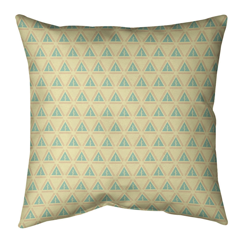 Coussin décoratif à motif d’arbre minimaliste classic Barbra, Bourre en polyester, Vert jaune / orange, 28 po x 28 po
