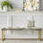 Floral Upholstered Gold Bench-130019697