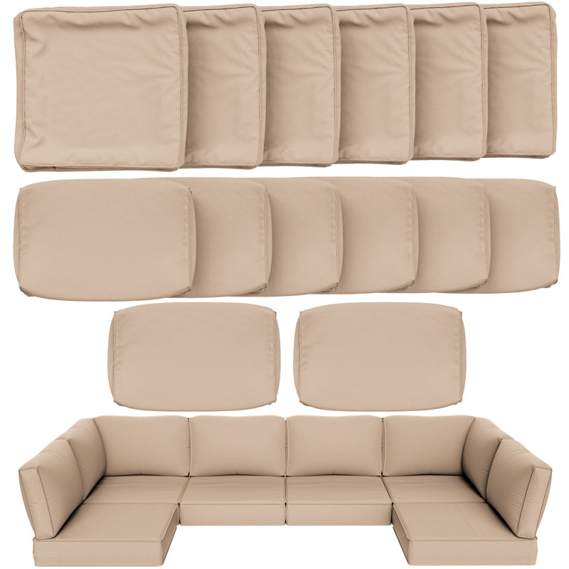 14 Pcs Outdoor Cushion Cover Set For Outdoor Cushions Patio Furniture Cushion Covers Only, Sable
