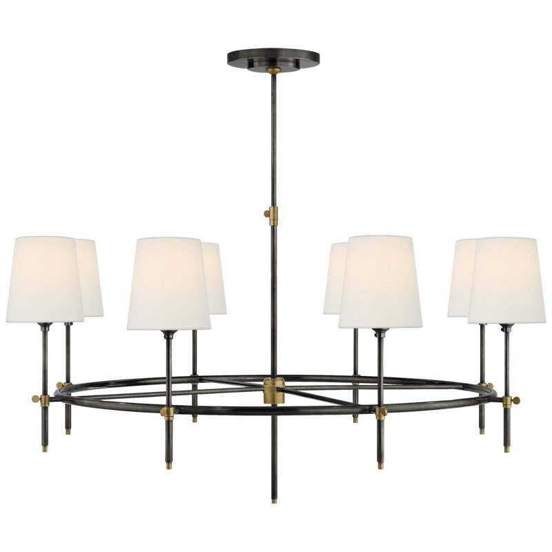 Thomas O'Brien Bryant Large Ring Chandelier, Fabric, Antique Nickel