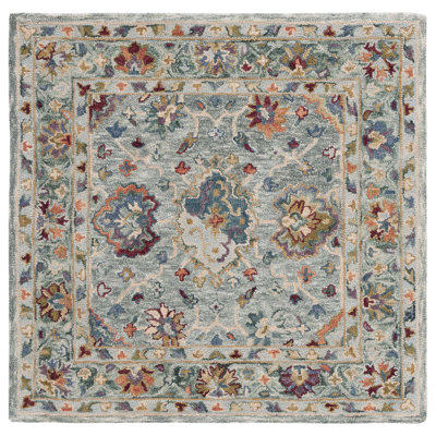 Oriental Hand Tufted Wool/Cotton Area Rug in Gray/Green