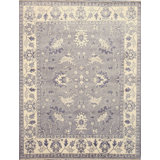 9x12 Gray Hand-Knotted Wool Floral Cartouche Classic Traditional Modern Contemporary Carpet Rug