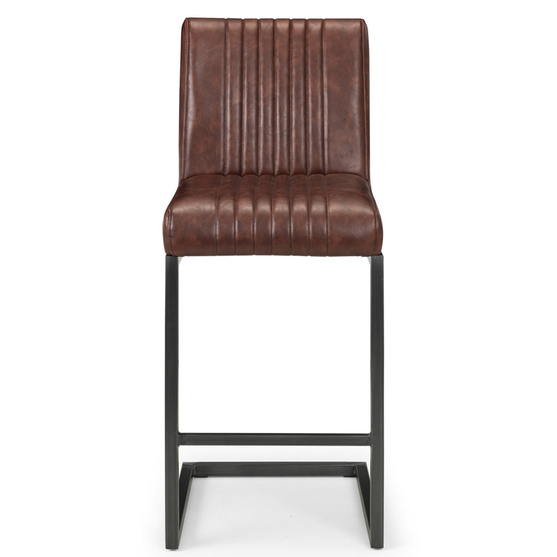 Nasturtium Upholstered Counter Stool with Metal Frame, Brown
