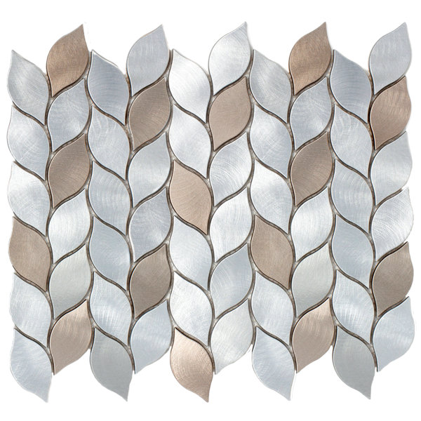 Supreme Tile Silvleaf 12.21 in. x 13.39 in. Geometric Matte Aluminum Mosaic Tile