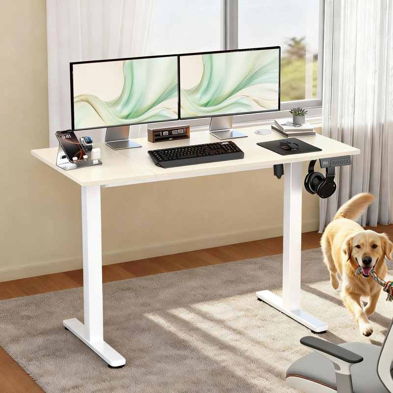 Bureau électrique à hauteur ajustable pour la maison, L 63 po x P 23,6 po x H ajustable, Bois / noir