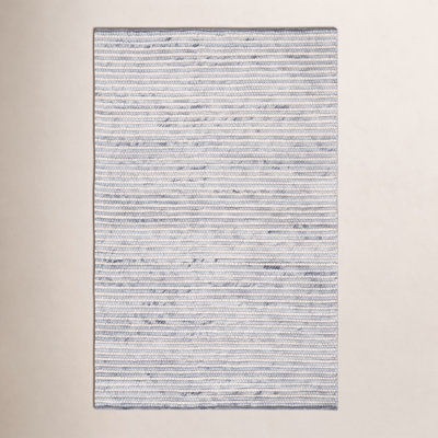 Cleodora Ivory Blue Hand-Woven Striped Rug