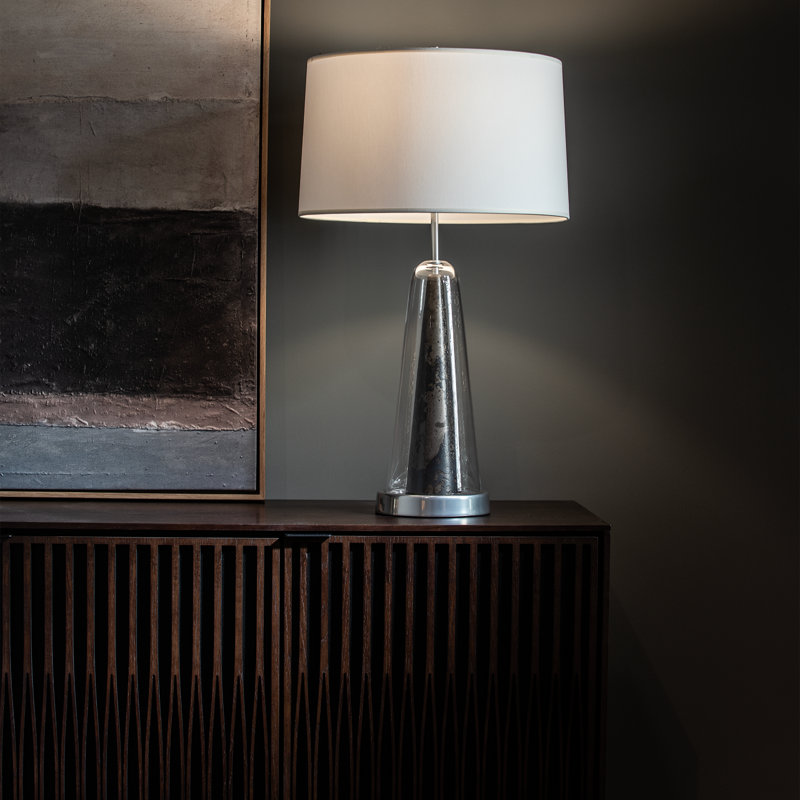 Spire Table Lamp, Sterling, Clear Steel