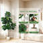 Ensemble de 2 arbres à figuier artificiel 5 pi, 2, 77 feuilles, jardinières blanches