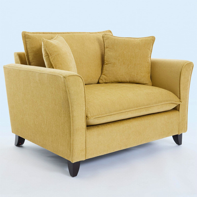 Fauteuil surdimensionné de 46,9 po, tissu chenille, fauteuil confortable et demi-canapé simple avec coussin, Jaune