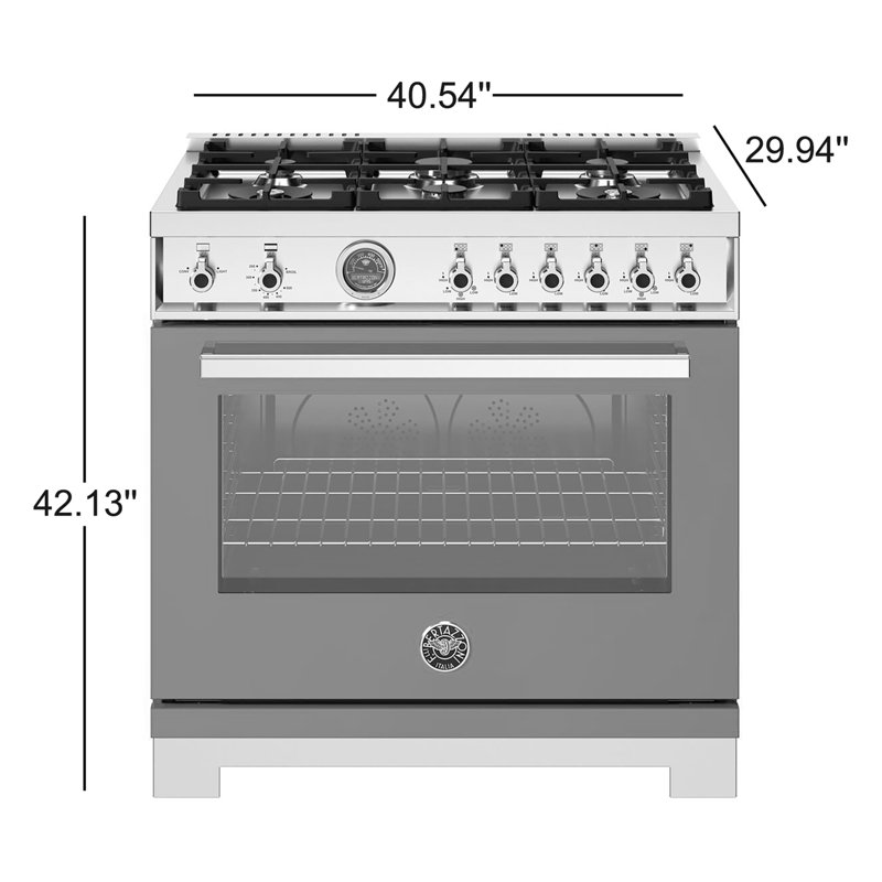 Bertazzoni 36" 5.9 Cubic Feet Freestanding Range, Natural Gas, Red Gloss