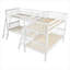 Lit simple superposé en forme de L en bois massif blanc classique pour 4 personnes, style Mission pour chambres familiales et soirées pyjama