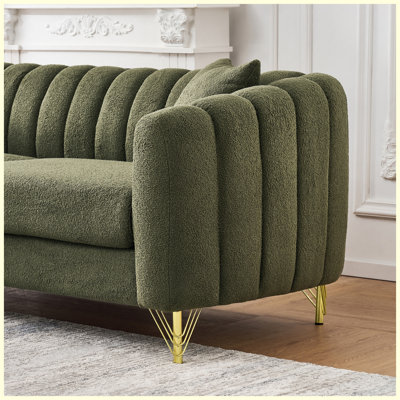 Modern Chenille Upholstered Sofa Couch Green