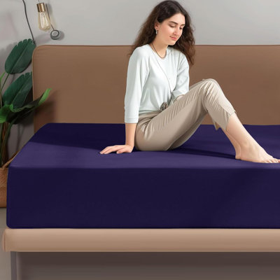My Home Store Gylfi 300 Thread Count Egyptian-Quality Cotton Percale Fitted Sheet