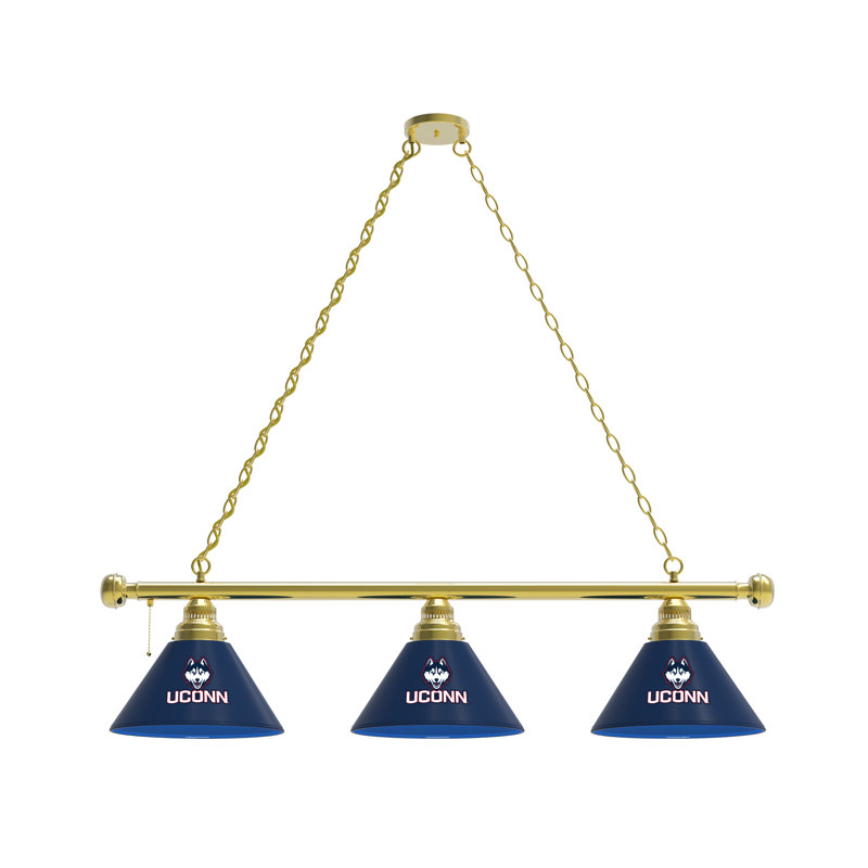 3 - Light Pool Table Lights Pendant, Brass, Connecticut Huskies