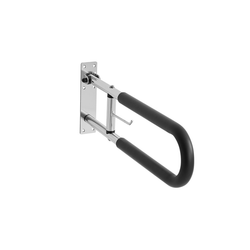 Folding Toilet Safety Rail 30 In 300 Lbs Capacity Transfer Bar with Paper Holder