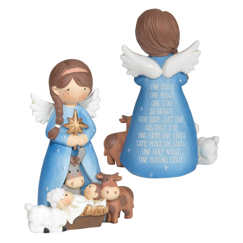 Figurine ange un enfant et une nuit