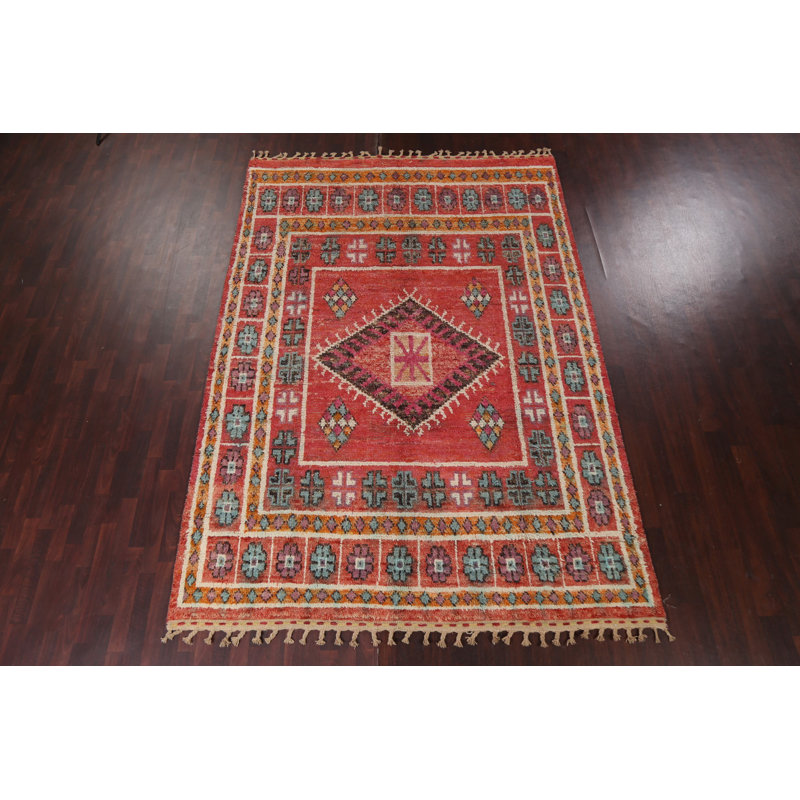 Moroccan Hand Knotted Wool Oriental Rug