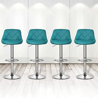 Calvyn Adjustable PU Leather Bar Stool Swivelling Counter Stool With Backrest Footrest
