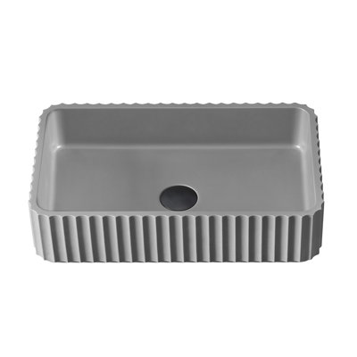 Sao Paulo Grey Concrete Rectangular Vessel Bathroom Sink