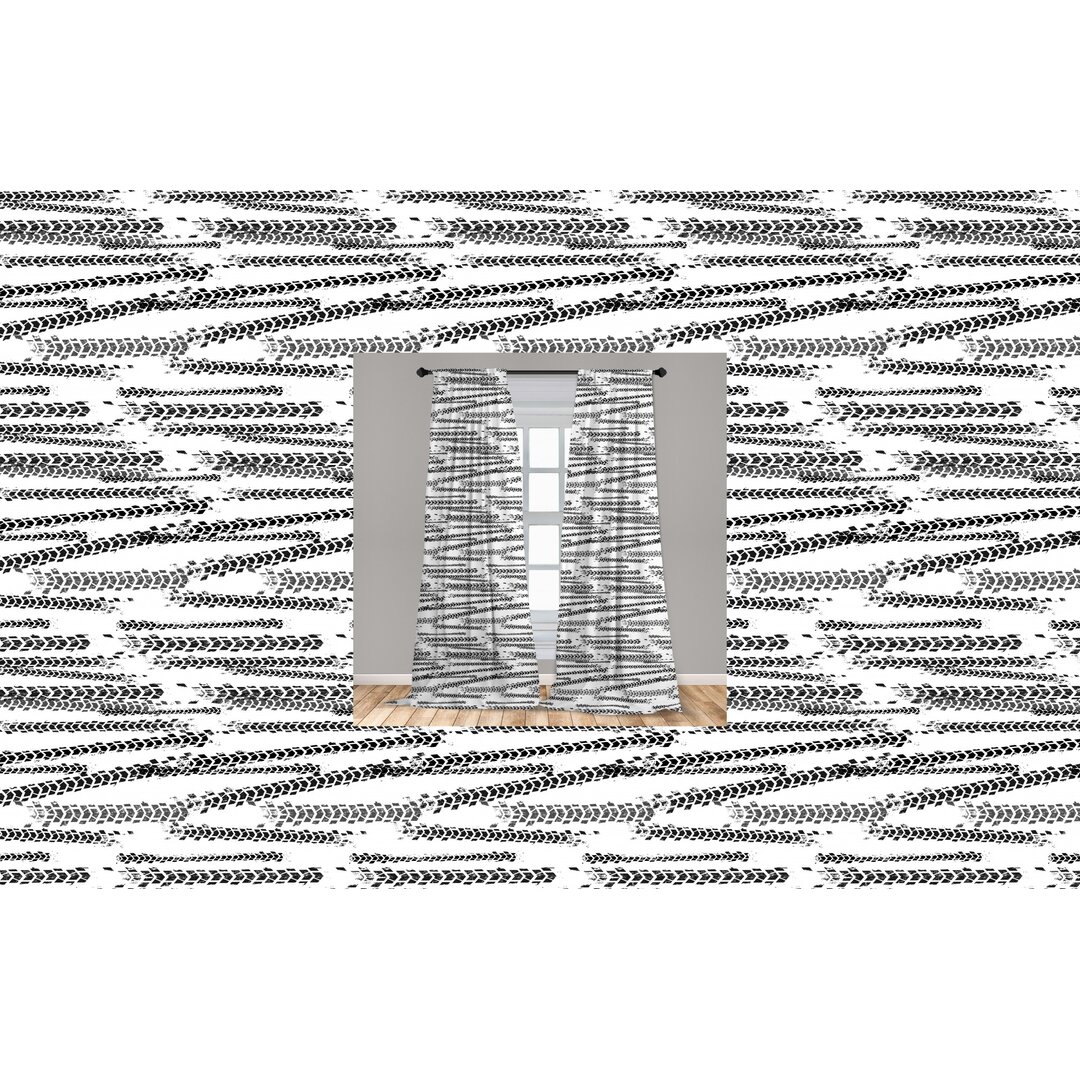 Gardinen-Set Bryanah mit Stangendurchzug, halbtransparent