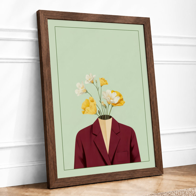 Blossom in Burgundy Eclectic - Framed Print, Walnut, A1 - 84.1 x 59.4 cm