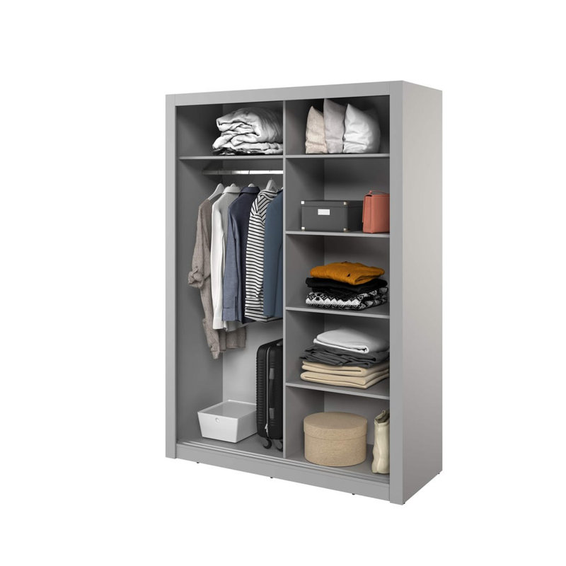 Nalina 2 Door Manufactured Wood Wardrobe, Grey