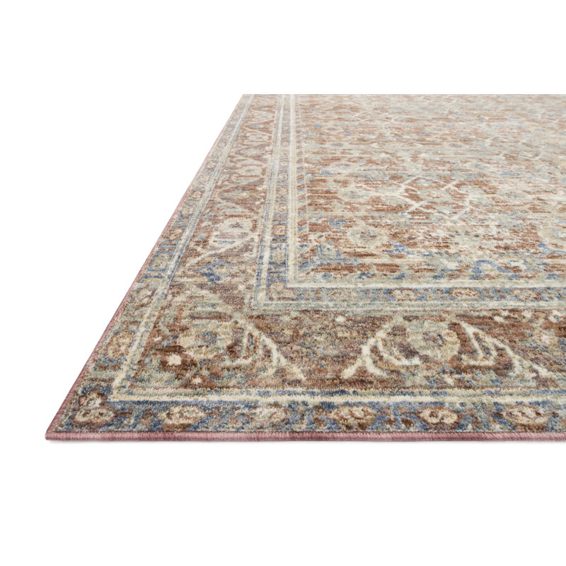 Tapis terre cuite / beige Guidinha, Rectangulaire 11 pi 6 po x 15 pi 6 po