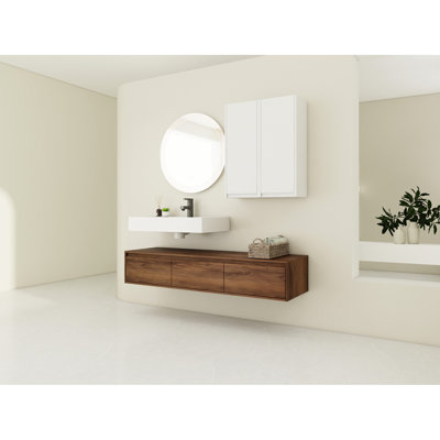 Meuble-lavabo de salle de bain avec lavabo en résine, 3 tiroirs, 2 armoires latérales, ébène brun, armoires enchanteresses modernes, décor ébène