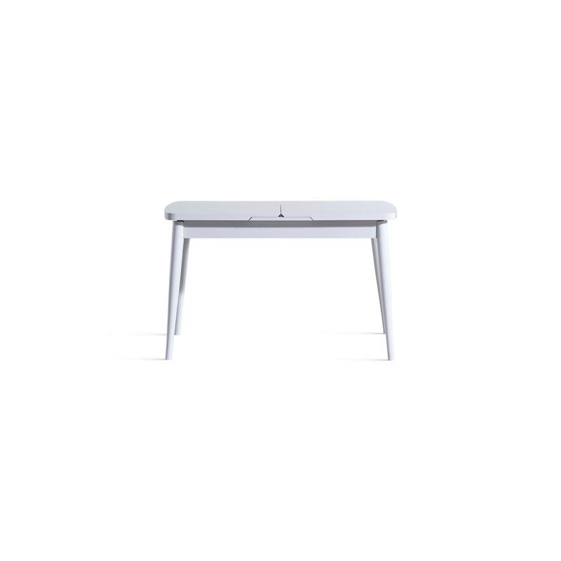 Extendable Dining Table, 100% Beech Wood, White Finish | Non-Scratchable MDF Top, 46.1 x 29.5 x 27.6 inches (Closed), 61.4 x 29.5 x 29.5 inches (Opened) | Modern Scandinavian Design, Perfect for Family Gatherings